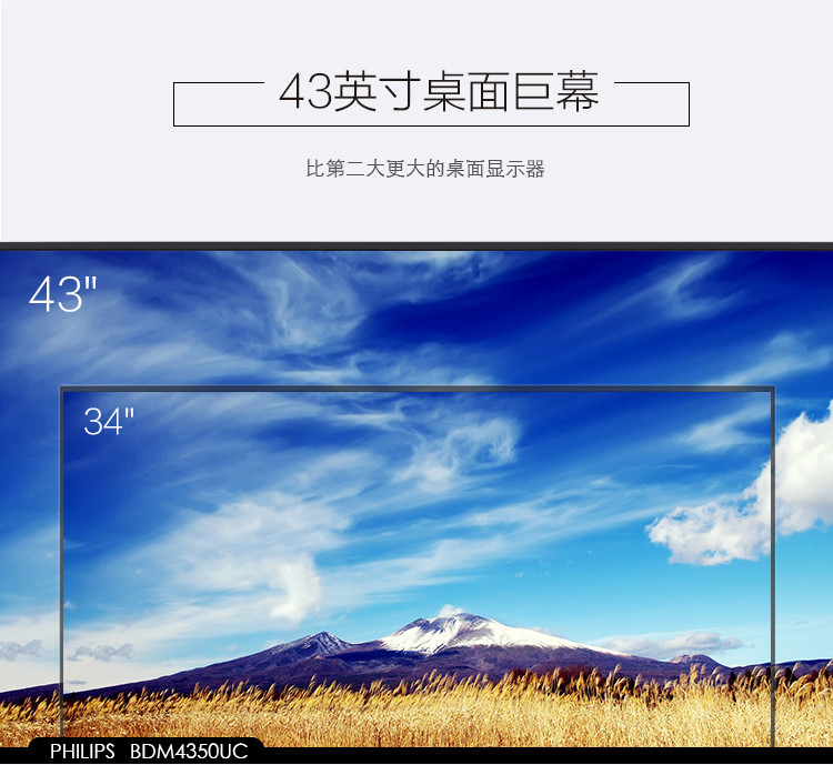 飞利浦（PHILIPS） 43英寸 4K/UHD AH-IPS屏 原厂LGD IPS面板 10.7亿