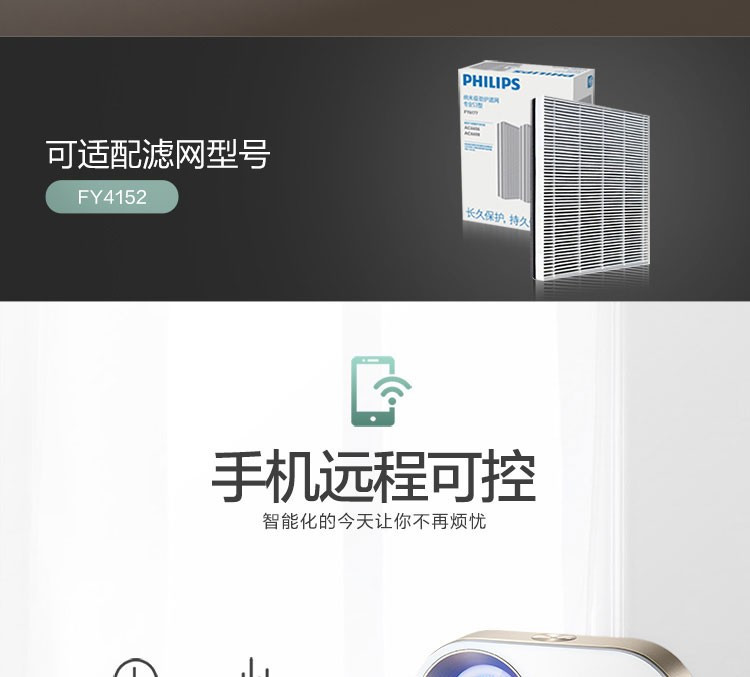 飞利浦（PHILIPS）空气净化器 除甲醛 除雾霾 除过敏原 家用除菌 京鱼座智能AC4558/00