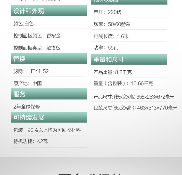 飞利浦（PHILIPS）空气净化器 除甲醛 除雾霾 除过敏原 家用除菌 京鱼座智能AC4558/00