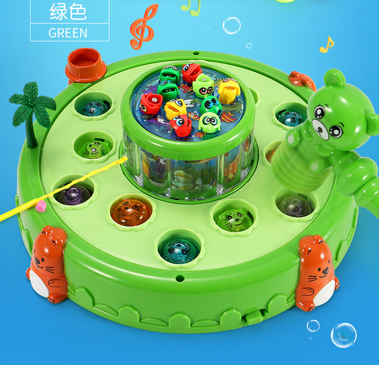 儿童钓鱼打地鼠玩具幼儿益智宝宝音乐敲击游戏机电池版