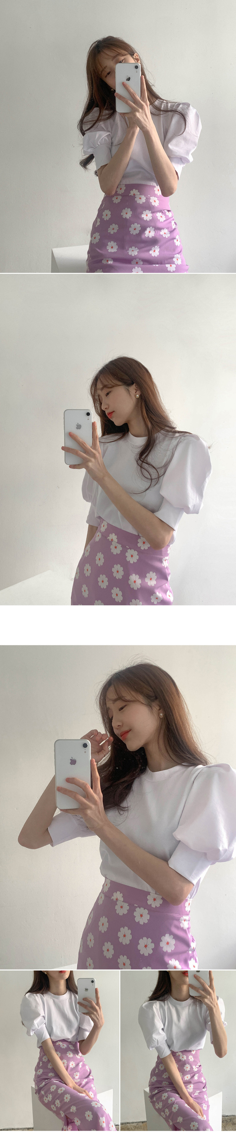韩国夏季新款OL气质通勤裙套装T恤上衣+小雏菊半身裙套装