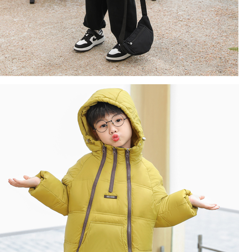 乡情浓 韩版儿童羽绒服男童女童拉链外套中小童连帽保暖童装