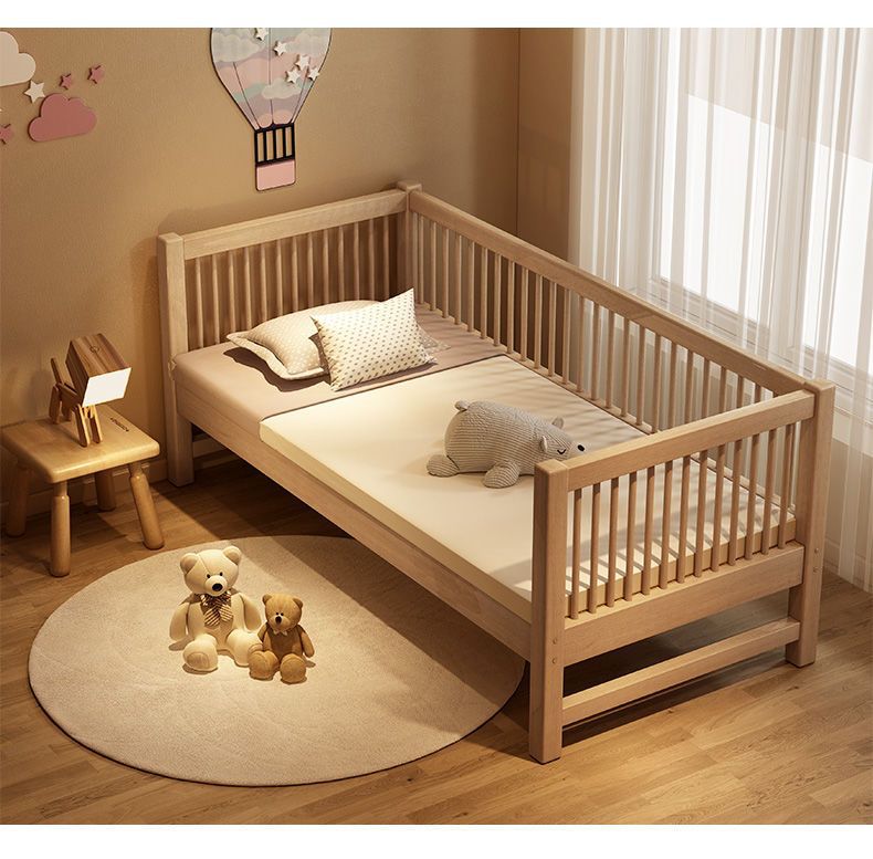 豪威 拼接床实木儿童床带护栏小床宝宝加宽床延边大床小孩床