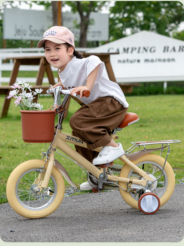 鑫木玛 儿童自行车男女孩2-10岁复古单车12寸-18寸脚