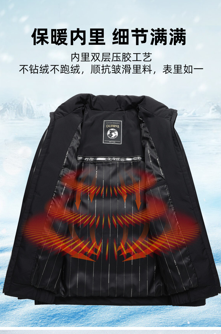 LANSBOTER/莱诗伯特 新款白鸭绒羽绒服男青年短款潮流立领羽绒服防寒羽绒