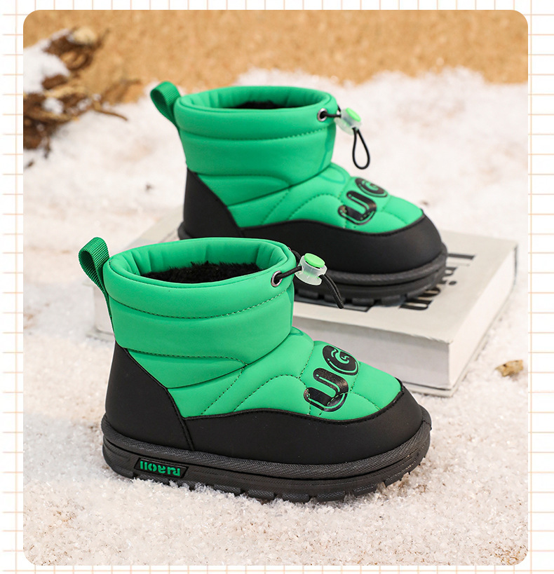 曼巴足迹 冬季女童雪地靴新款防水儿童棉靴中大童加绒加厚