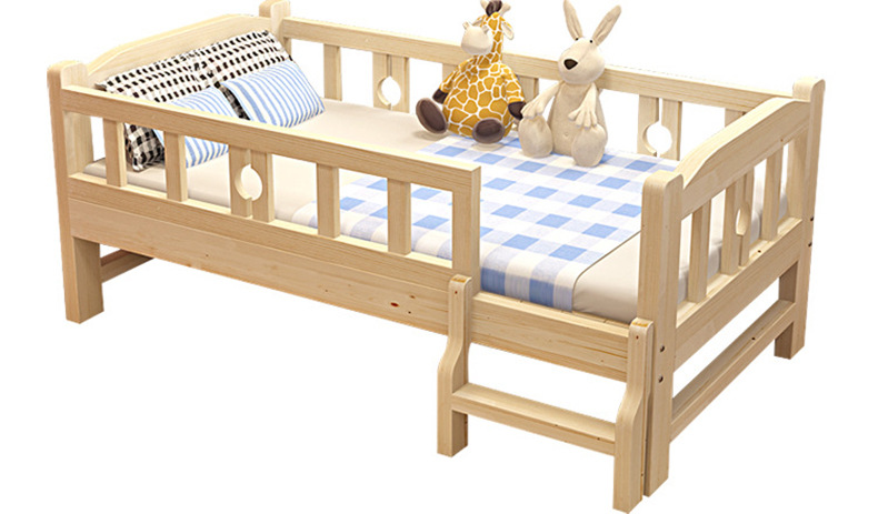 豪威 儿童床实木床小孩带护栏女孩公主床幼儿园婴儿拼接床加宽