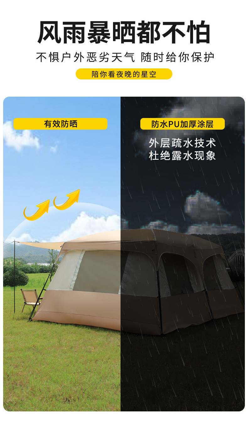 曼巴足迹 户外旅游两房一厅大帐篷户外野营6-8人8-12人二室一厅露营