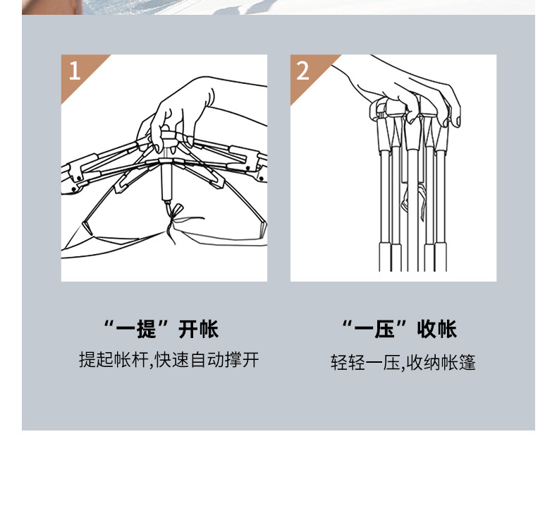 曼巴足迹 六角帐篷户外露营加厚全自动家庭便携式旅行装备全套防雨