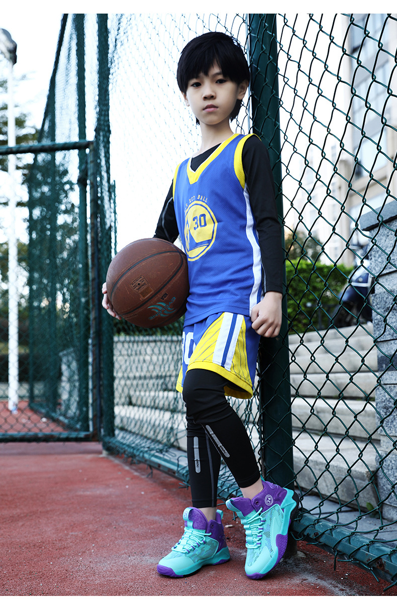 曼巴足迹 儿童篮球鞋春夏透气网面男童运动鞋男孩训练篮球鞋