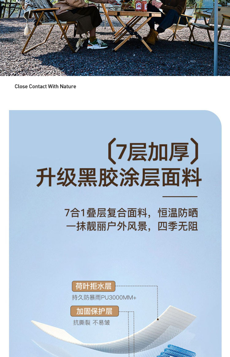 曼巴足迹 户外休闲天幕帐篷蝶形露营野营装备野炊户外娱乐黑胶天幕