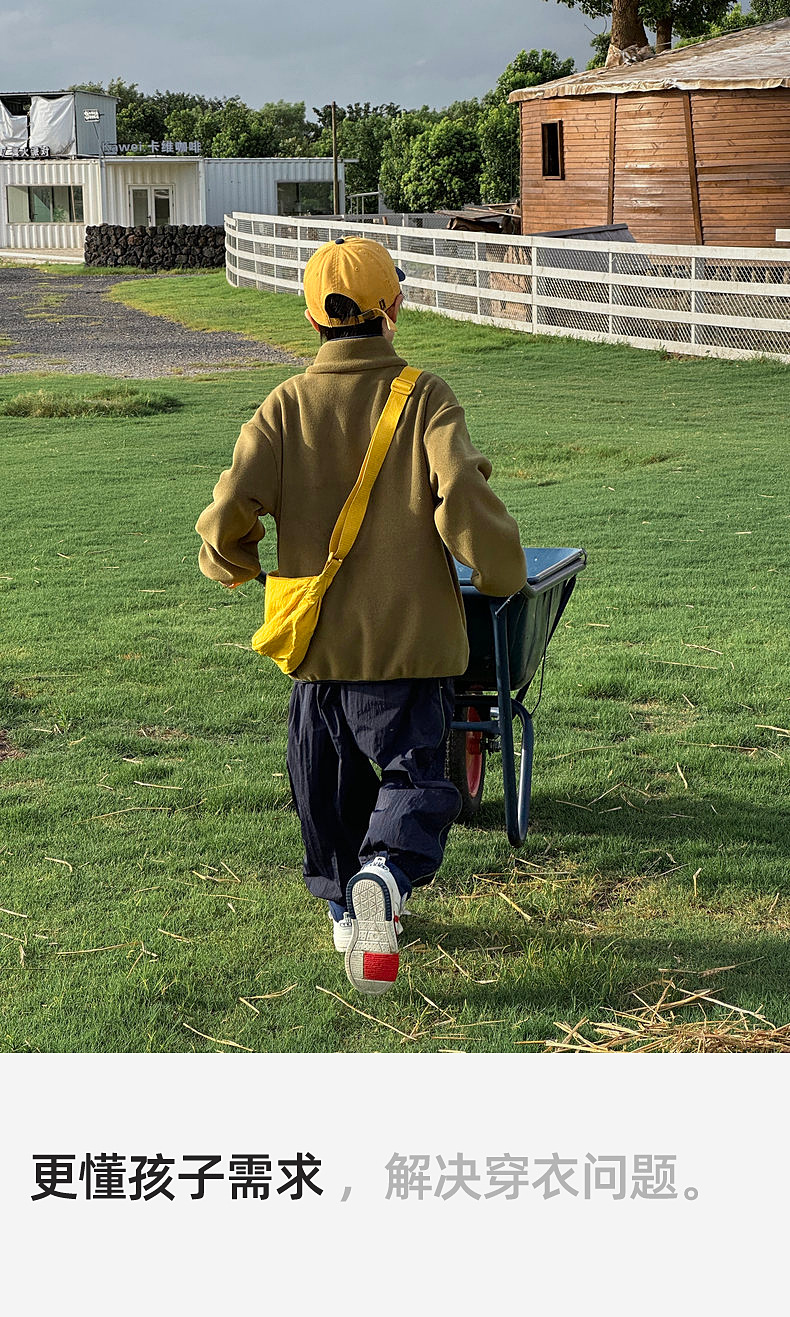 乡情浓 新款秋装儿童一体绒上衣童双面奥粒 绒男童外套