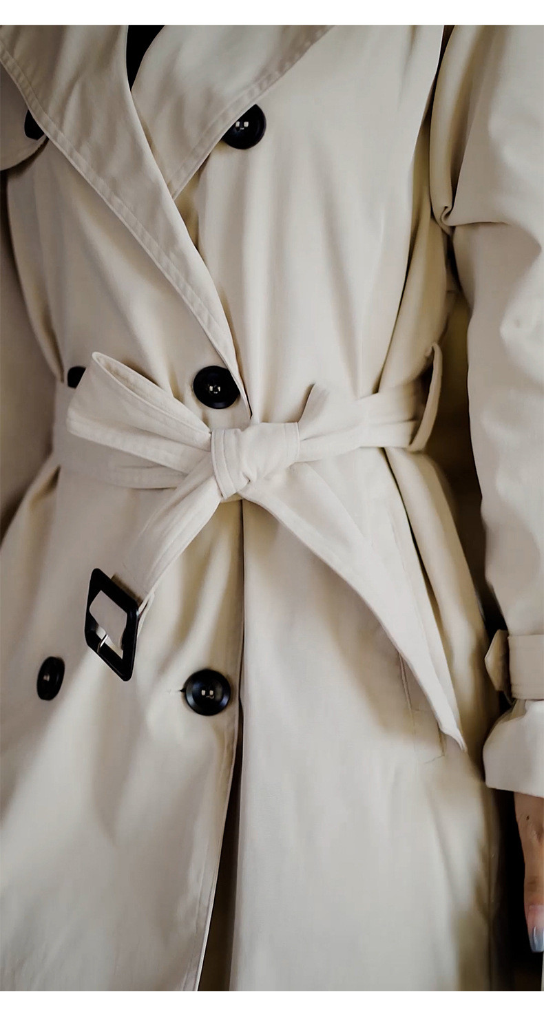 中科港 高级感垂感风衣女秋冬新款中长款小个子系带修身显瘦英伦大衣外套