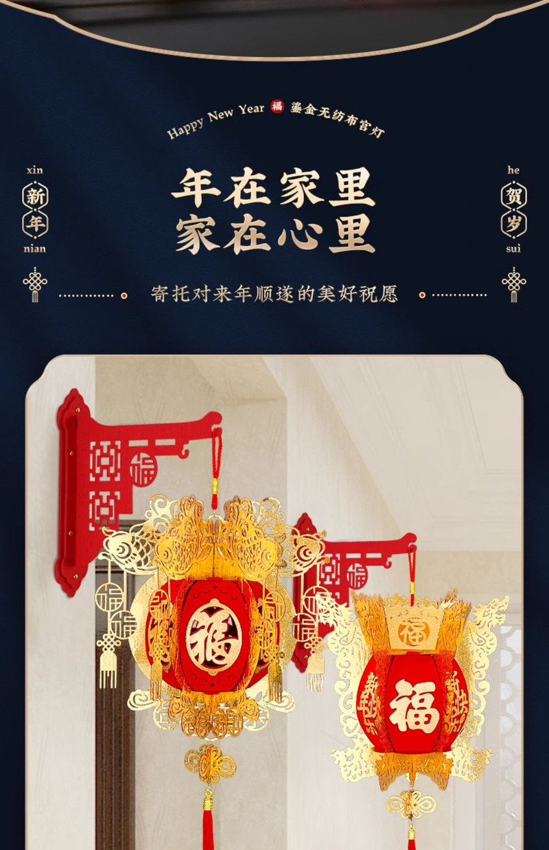 中科港 新年2024新年元宵宫灯商场室内装饰品大红小灯笼过年春节福字