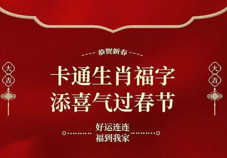 中科港 2025年新款蛇年春节生肖福字植绒立体门贴大门装饰新年布置福