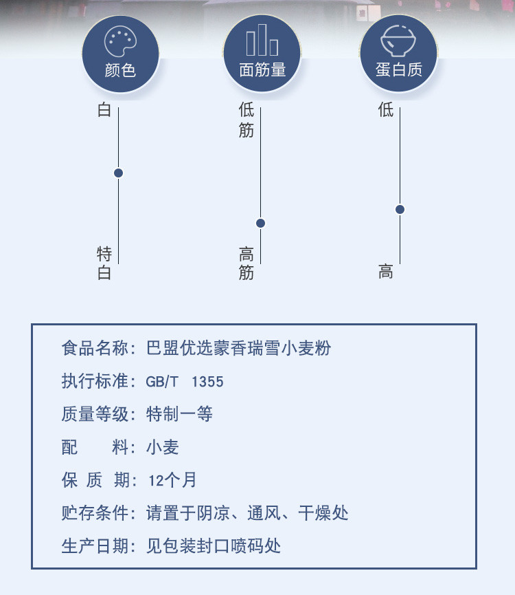 福临门蒙香瑞雪面粉5Kg 适用于包子水饺面条特制一等内蒙古产地面粉