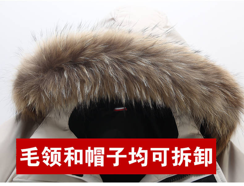 冬季新品男士加厚羽绒服 加拿大风情侣工装大毛领外套