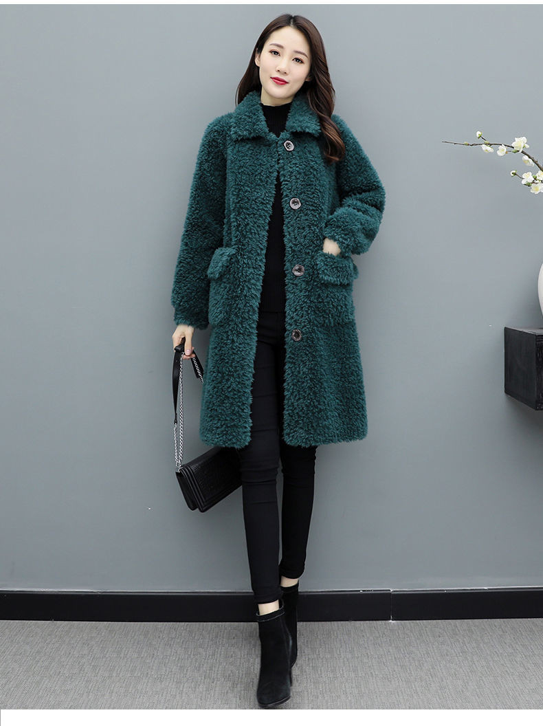 冬季新款韩版仿羊羔毛宽松外套女中长款保暖皮毛一体大衣