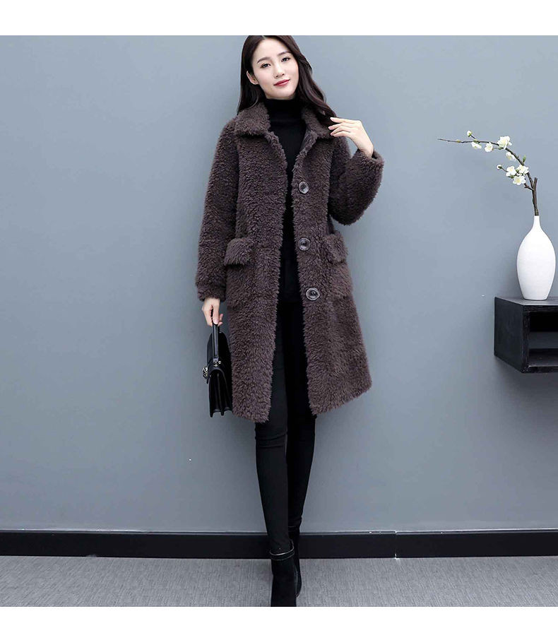 冬季新款韩版仿羊羔毛宽松外套女中长款保暖皮毛一体大衣