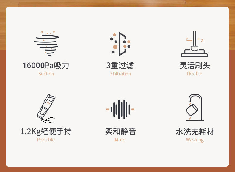 扬子吸尘器家用小型手持式大吸力功率除螨机非无线静音超强力车载