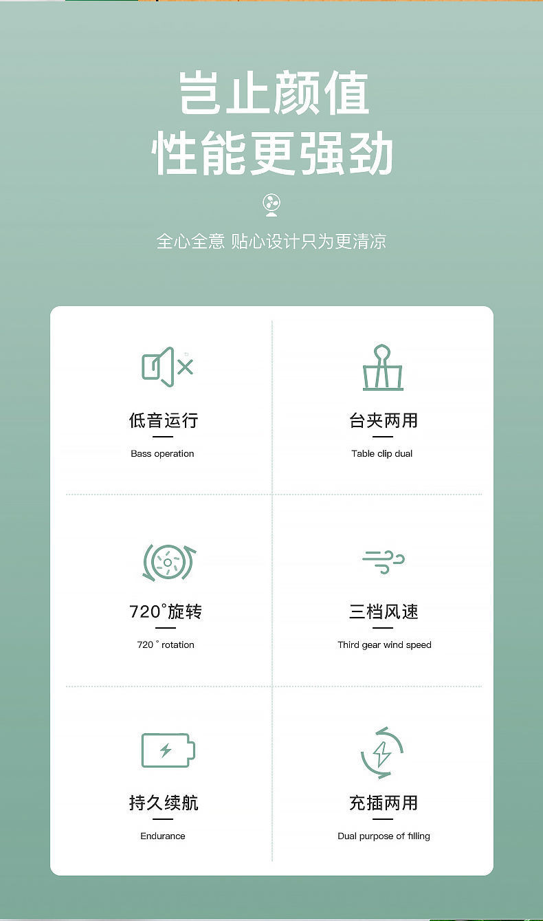 长虹小风扇宿舍床上静音小学生便携式迷你充电usb电风扇随身夹扇