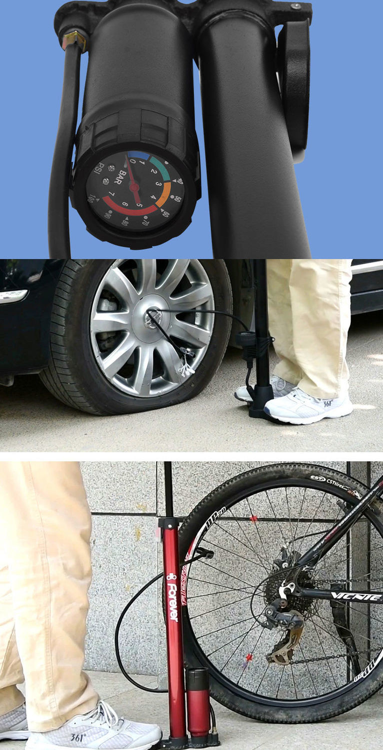 永久打气筒自行车家用高压多功能充气筒电动车汽车篮球气管子配件
