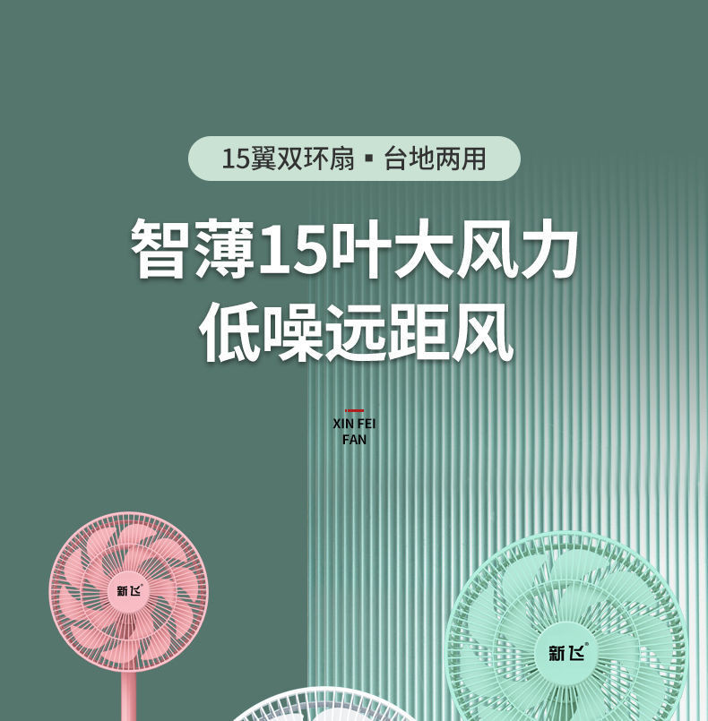 新飞电风扇家用落地式卧室宿舍专用小风扇静音大风力办公台地两用