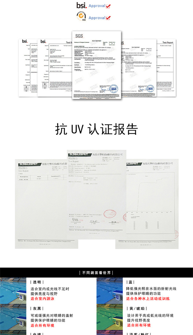 美国巴洛酷达KONA81系列高清防雾防紫外线青少年游泳镜#71255