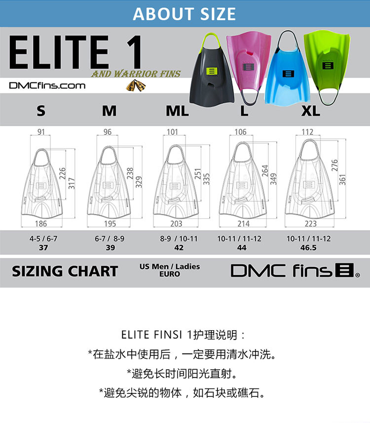 巴洛酷达DMC 蛙鞋ELITE FINS灰绿062009