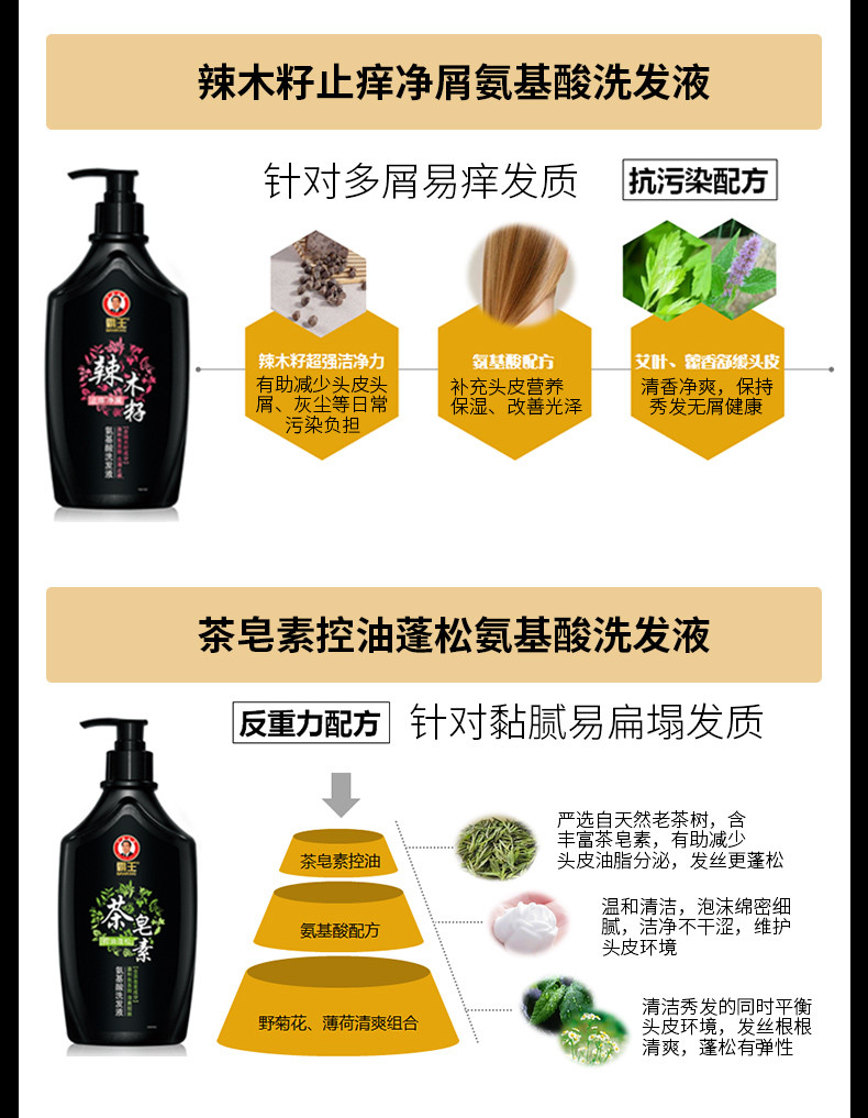 霸王 小黑瓶系列氨基酸洗发液720ml