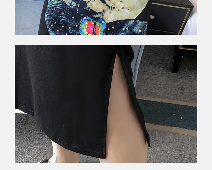韩域丹依娜2018夏装韩版新款气质性感学生宽松显瘦卡通印花吊带露肩连衣裙中长款裙子潮SYX011