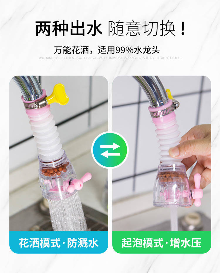 【两档出水】水龙头过滤器延伸净水器厨房家用增压旋转防溅水花洒