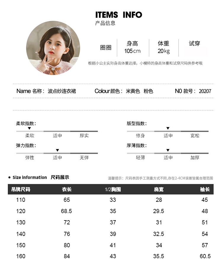 2020新款甜美童裙女童春装裙子中大童儿童波点蕾丝连衣裙童装pwy