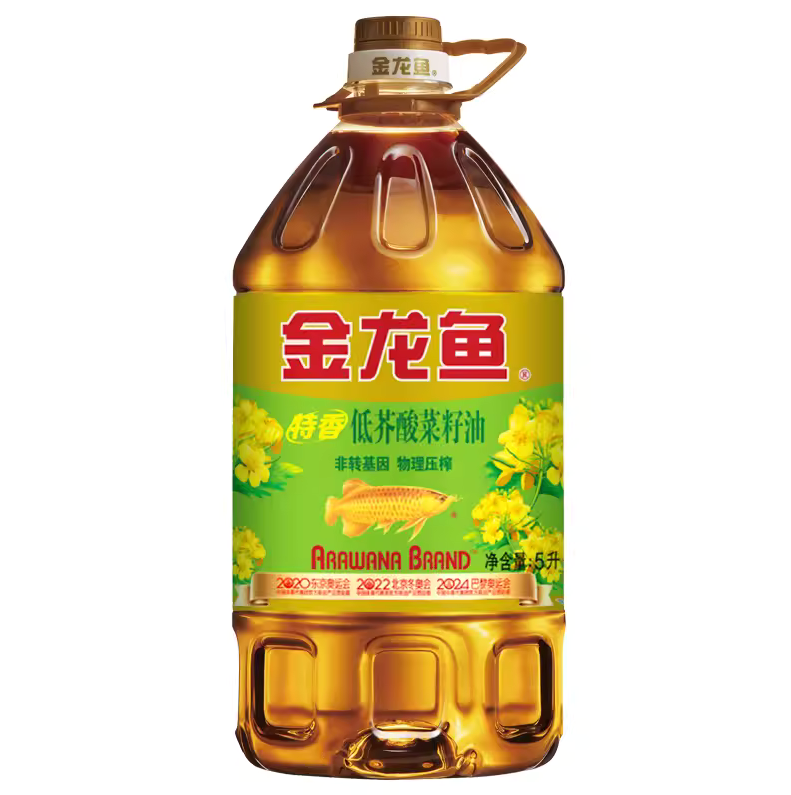 金龙鱼 特香菜籽油5L/桶非转基因物理压榨低芥酸家用炒菜食用油