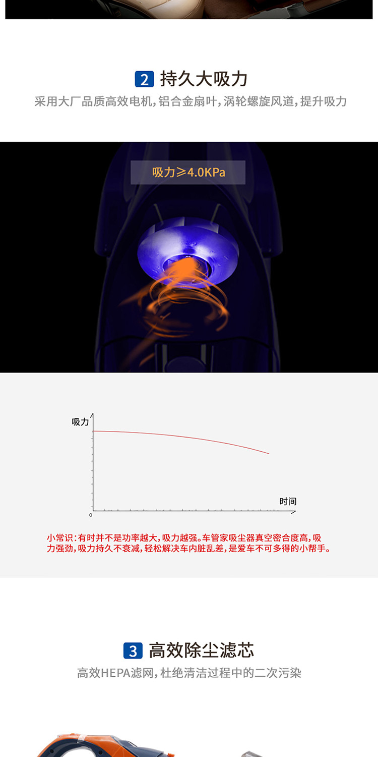 车管家 车载充电无线吸尘器干湿两用吸尘器GJ-3028