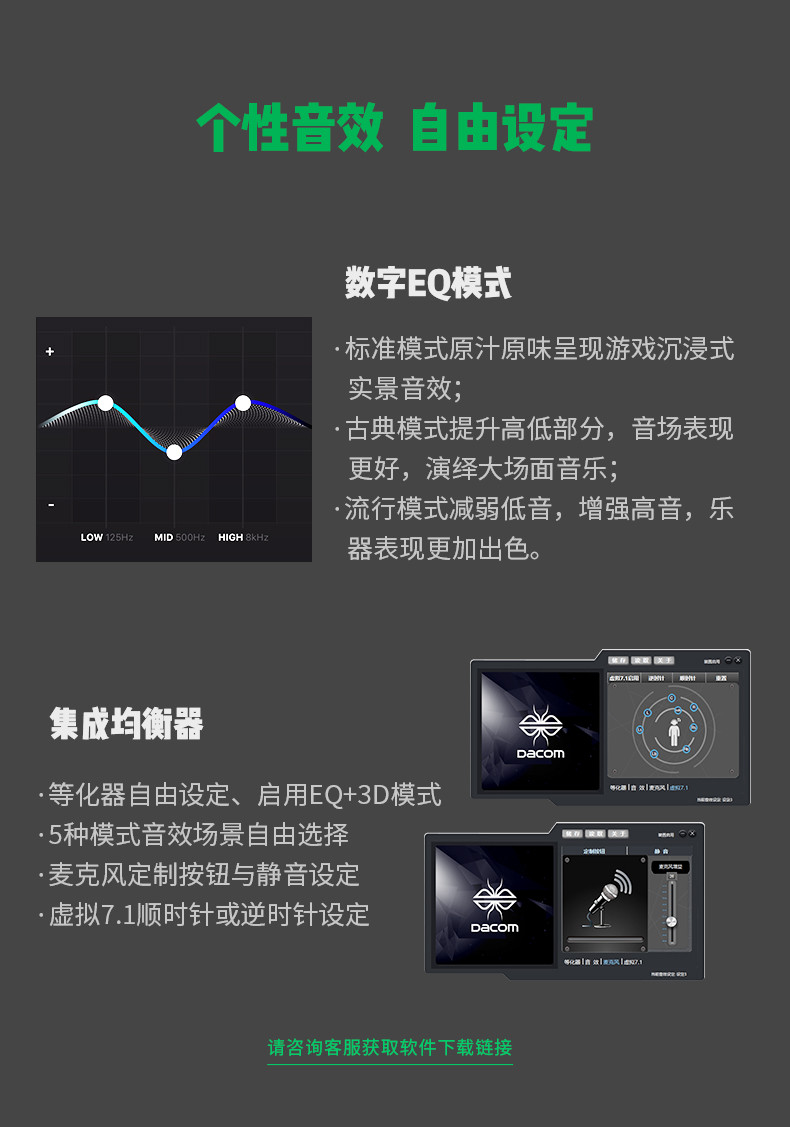 DACOM GH05 游戏耳机头戴式7.1声道环绕音效 电脑USB电竞吃鸡麦克风本有线耳麦 黑色