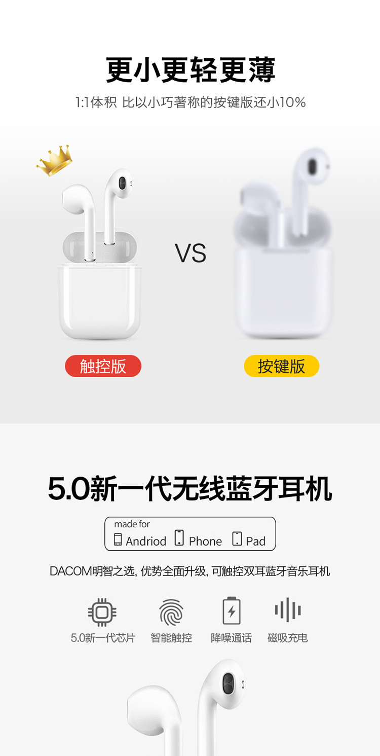 DACOM 果粉X 真无线XS双耳TWS 适用于苹果iPhone安卓通用