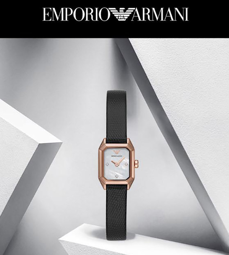 阿玛尼 （Emporio Armani）手表 休闲镶钻方表盘皮带石英女士腕表 AR11248