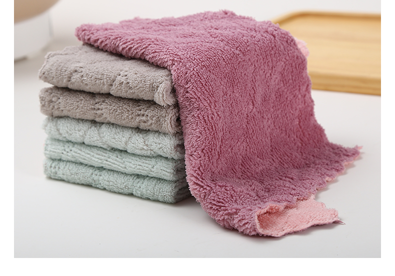 爱自由  5条装洗碗巾抹布清洁厨房毛巾去油 颜色随机