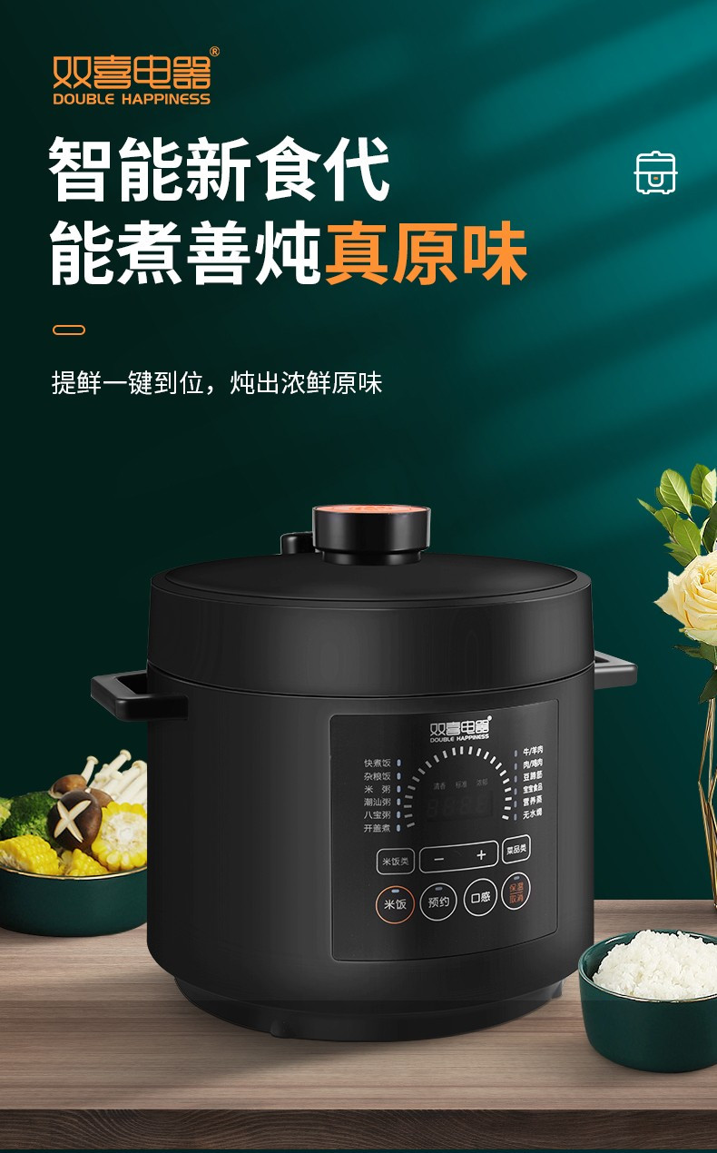 双喜 双喜 大容量智能多功能电压力锅 不粘锅5L/6L DY-060EDY02-X