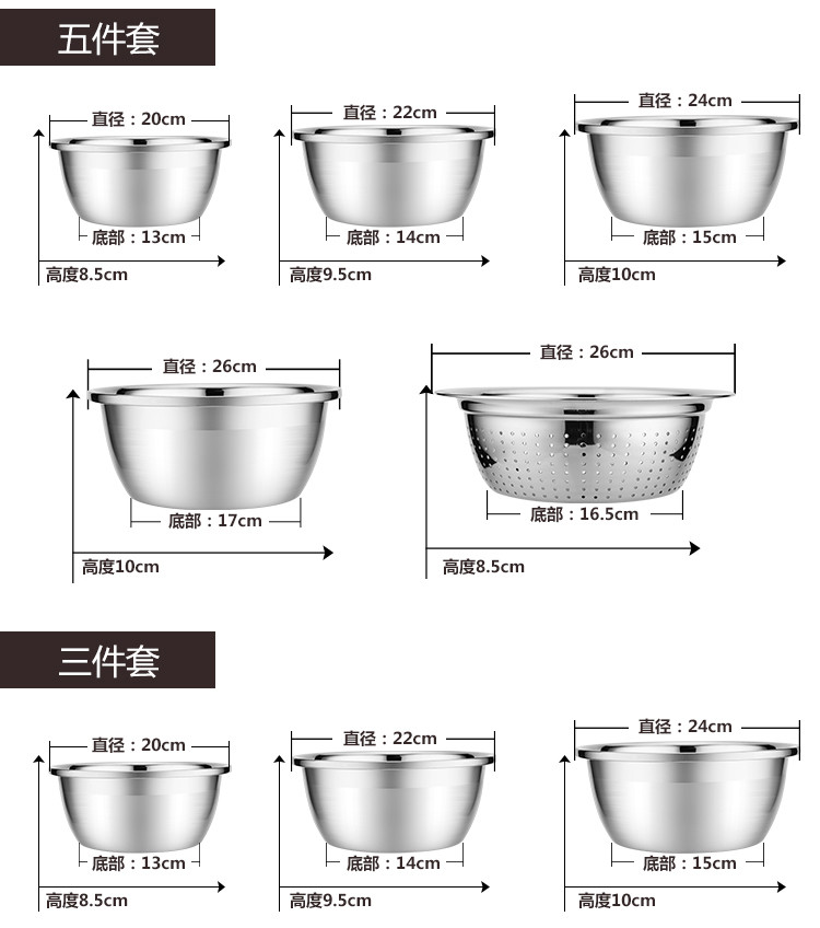 美之扣  不锈钢盆五件套bxgp2