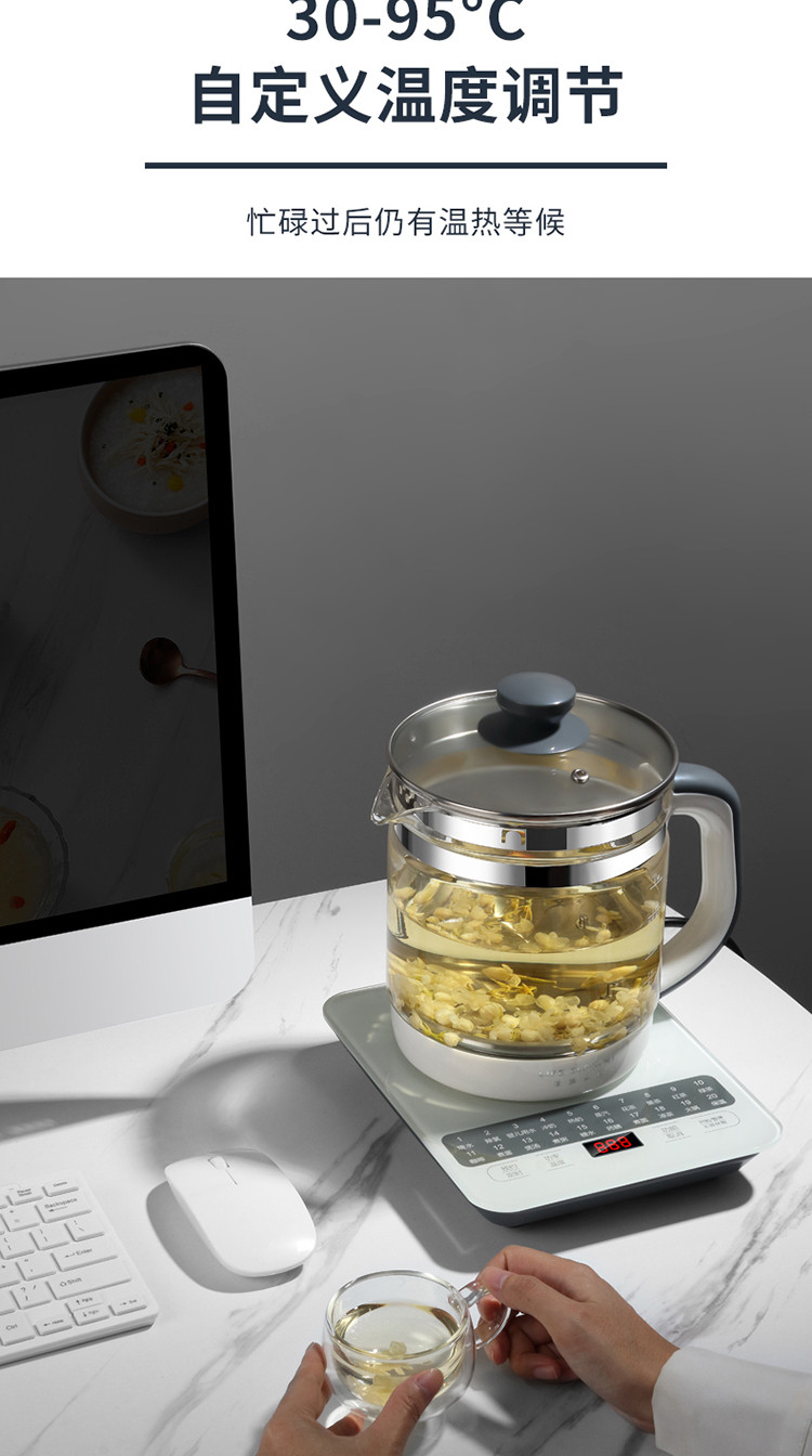 生活元素 养生壶1.8L全自动加厚玻璃多功能煮茶器D52