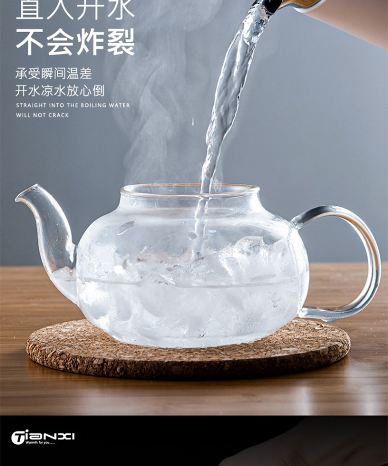 天喜/TIANXI 凉水壶茶具玻璃泡茶壶长嘴茶TBL173-600