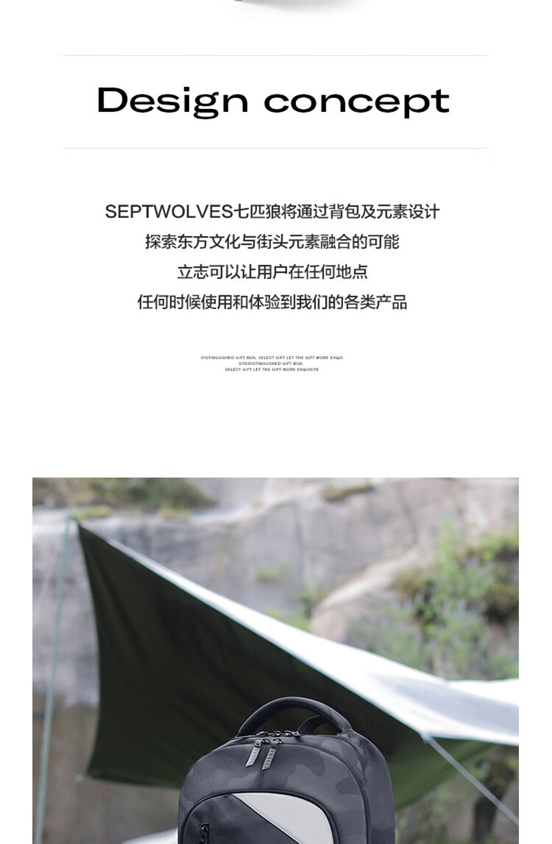 七匹狼（SEPTWOLVES） 双肩背包电脑包休闲旅行出差包CD031057-1