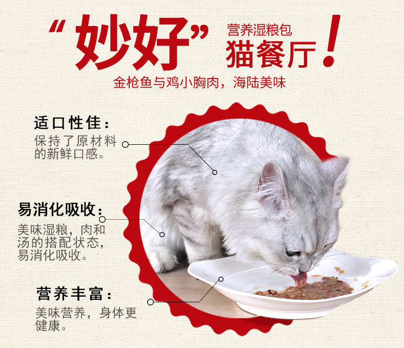 伊纳宝妙好猫零食猫鲜包湿粮加菲布偶波斯猫幼猫孕猫营养食品12袋