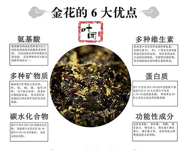 益叶知 正宗安化黑茶湖南特产2010年手工古法芙蓉山原料手筑金花茯砖茶1kg