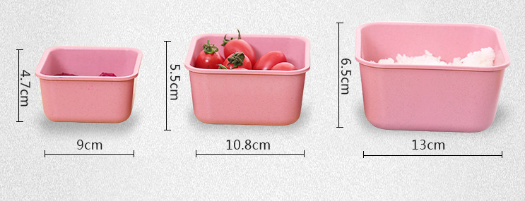 品兔 小麦秸秆三合一饭盒 带盖保鲜盒学生多层便当盒寿司盒儿童碗