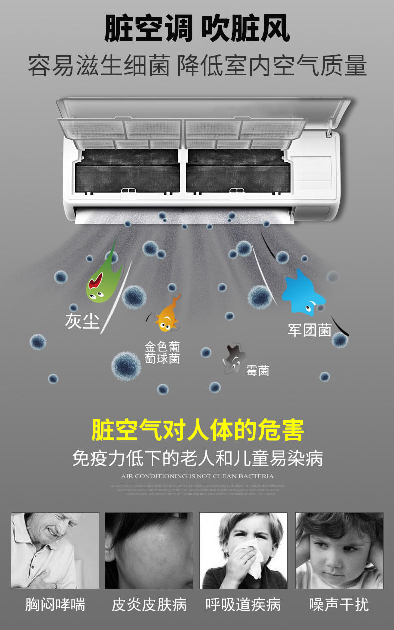 空调清洗剂汽车家用挂机外机免拆免洗泡沫清洗剂1瓶装500ml