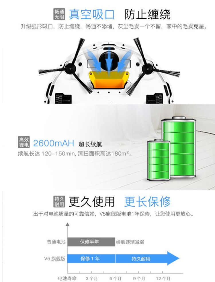 ILIFE v5s智意智能家用全自动扫地机器人 扫吸湿拖滤四位一体拖地机 静音 吸扫干湿拖一体擦地机