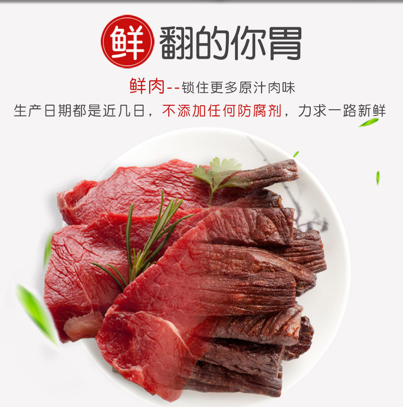 胡茗语 休闲肉脯零食 内蒙古特产食品 手撕风干牛肉干100g 原味